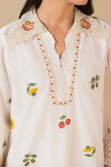 ZEENAT - 3PC PRINTED EMBROIDERED RAW SILK SHIRT PRINTED DUPATTA