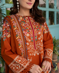3 Piece Premium Unstitched Lawn Embroidered Suit - A450