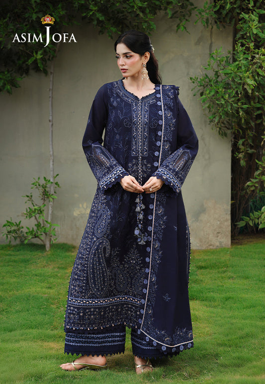 ASIM JOFA - 3PC DHANAK EMBROIDERED CHIKANKARI SHIRT - A2005