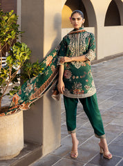 3 Piece Unstitched Lawn Print with Chiffon Dupatta Suit - A320