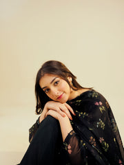 SASHA - 3PC PRINTED CHIFFON SHIRT CHIFFON DUPATTA VISCOSE INNER & TROUSER - A1001