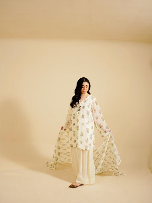 LILLY - 3PC PRINTED CHIFFON SHIRT CHIFFON DUPATTA VISCOSE INNER & TROUSER - A1002