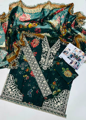 3 Piece Unstitched Lawn Print with Chiffon Dupatta Suit - A320