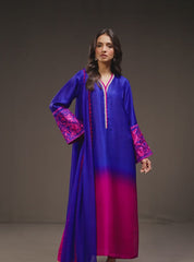 3 Piece Unstitched Embroidered and Printed SIlk Suit 230