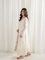 ZAIB-3PC LAWN CHIKAN EMBROIDERED SHIRT WITH SILK PRINTED DUPATTA AND TROUSER - A912