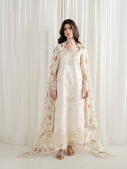 ZAIB-3PC LAWN CHIKAN EMBROIDERED SHIRT WITH SILK PRINTED DUPATTA AND TROUSER - A912