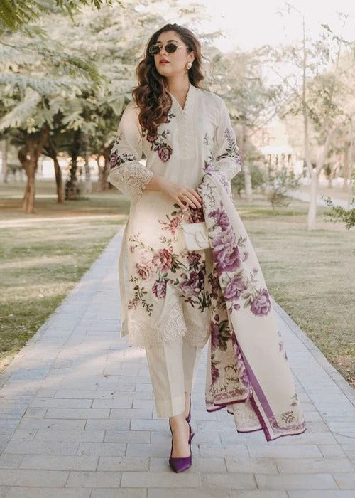 Sahibas By Mirza - 3Pc Premium Lawn Embroidered Suit - A815