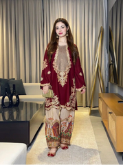 ETHNIC - 2PC SILK EMBROIDERED SHIRT WITH SILK PRINTED TROUSER