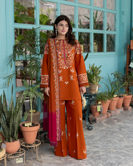 3 Piece Premium Unstitched Lawn Embroidered Suit - A450