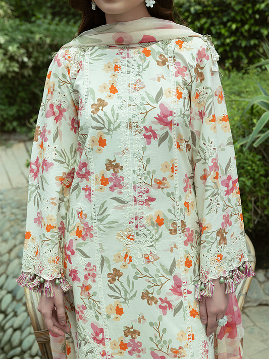 Crimson - 3Pc Unstitched Digital Print & Lawn Embroidered Suit - A304