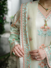 ANEELAS - 3PC SHAMOZ SILK FESTIVE EMBROIDERED ORGANZA DUPATTA - A36