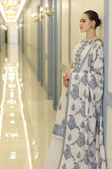 BAREEZE - 3PC DHANAK EMBROIDERED SHIRT WITH EMBROIDERED SHAWL - A110