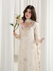ZAIB-3PC LAWN CHIKAN EMBROIDERED SHIRT WITH SILK PRINTED DUPATTA AND TROUSER - A912