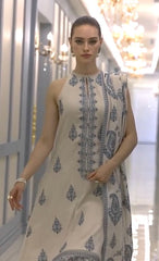 BAREEZE - 3PC DHANAK EMBROIDERED SHIRT WITH EMBROIDERED SHAWL - A110