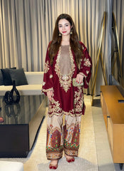ETHNIC - 2PC SILK EMBROIDERED SHIRT WITH SILK PRINTED TROUSER