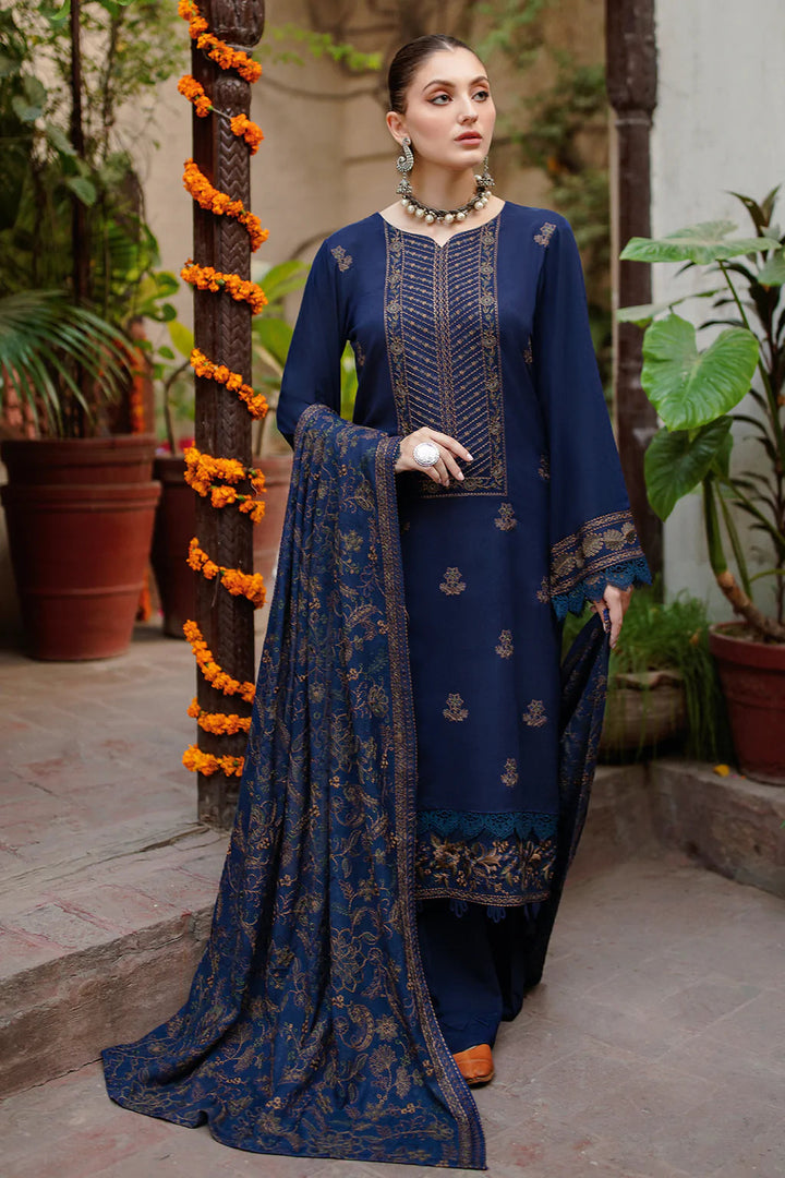 BAREEZE - 3PC DHANAK EMBROIDERED SHIRT WITH DHANAK EMBROIDERED SHAWL