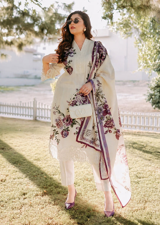 Sahiba's - 3Pc Unstitched Lawn Embroidered Suit - A218