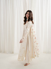 ZAIB-3PC LAWN CHIKAN EMBROIDERED SHIRT WITH SILK PRINTED DUPATTA AND TROUSER - A912