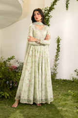IZNIK-3PC LAWN PRINTED EMB SUIT WITH SILK PRINTED DUPATTA AND TROUSER - A390