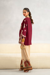 ETHNIC - 2PC SILK EMBROIDERED SHIRT WITH SILK PRINTED TROUSER