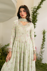 IZNIK-3PC LAWN PRINTED EMB SUIT WITH SILK PRINTED DUPATTA AND TROUSER - A390