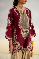 ETHNIC - 2PC SILK EMBROIDERED SHIRT WITH SILK PRINTED TROUSER
