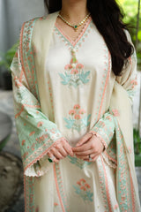 ANEELAS - 3PC SHAMOZ SILK FESTIVE EMBROIDERED ORGANZA DUPATTA - A36