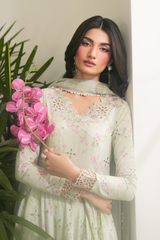 IZNIK-3PC LAWN PRINTED EMB SUIT WITH SILK PRINTED DUPATTA AND TROUSER - A390