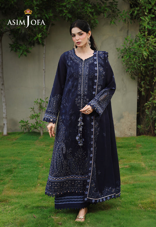 ASIM JOFA - 3PC DHANAK EMBROIDERED CHIKANKARI SHIRT - A2005