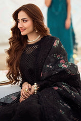 3PC - LAWN EMBROIDERED SHIRT WITH COTTON NET PRINTED EMBROIDERED DUPATTA AND TROUSER - 520
