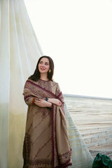 3PC DHANAK EMBROIDERED UNSTICHED SUIT 258