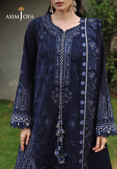 ASIM JOFA - 3PC DHANAK EMBROIDERED CHIKANKARI SHIRT - A2005