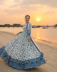 FAIZA SAQLAIN - 3PC LAWN EMBROIDERED SHIRT WITH EMBROIDERED KHADDI NET DUPATTA AND TROUSER - 718
