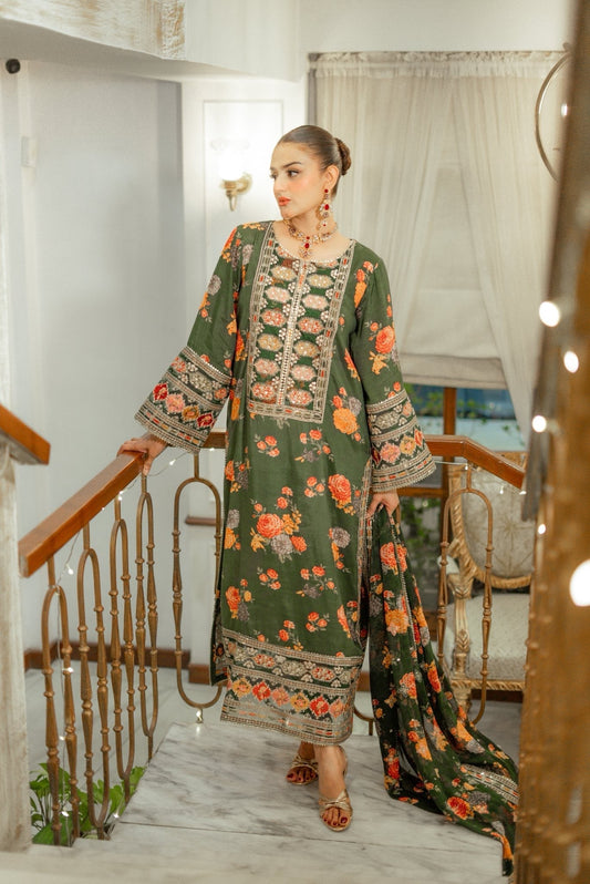 Aneelas Luxury Silk 3 Piece Unstitched 262