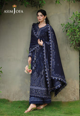 ASIM JOFA - 3PC DHANAK EMBROIDERED CHIKANKARI SHIRT - A2005