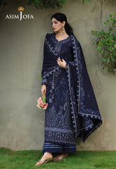 ASIM JOFA - 3PC DHANAK EMBROIDERED CHIKANKARI SHIRT - A2005