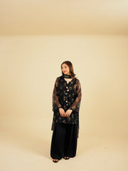 SASHA - 3PC PRINTED CHIFFON SHIRT CHIFFON DUPATTA  VISCOSE INNER & TROUSER - A1001