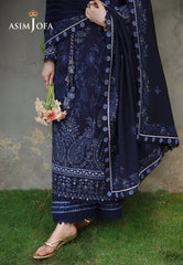 ASIM JOFA - 3PC DHANAK EMBROIDERED CHIKANKARI SHIRT - A2005