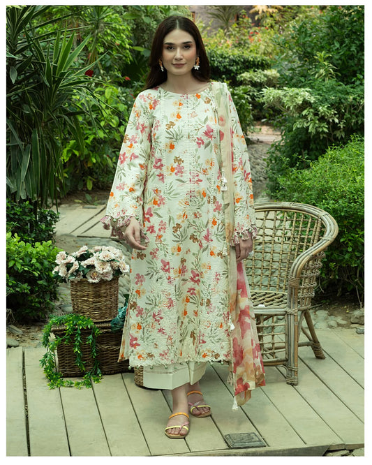 Crimson - 3Pc Unstitched Digital Print & Lawn Embroidered Suit - A304