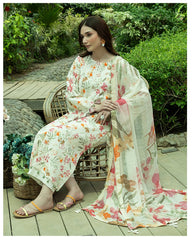 Crimson - 3Pc Unstitched Digital Print & Lawn Embroidered Suit - A304