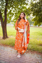 ANEELAS-3PC LAWN DIGITAL PRINTED SHIRT WITH CHIFON PRINTED DUPATTA AND PRINTED TROUSER - A303