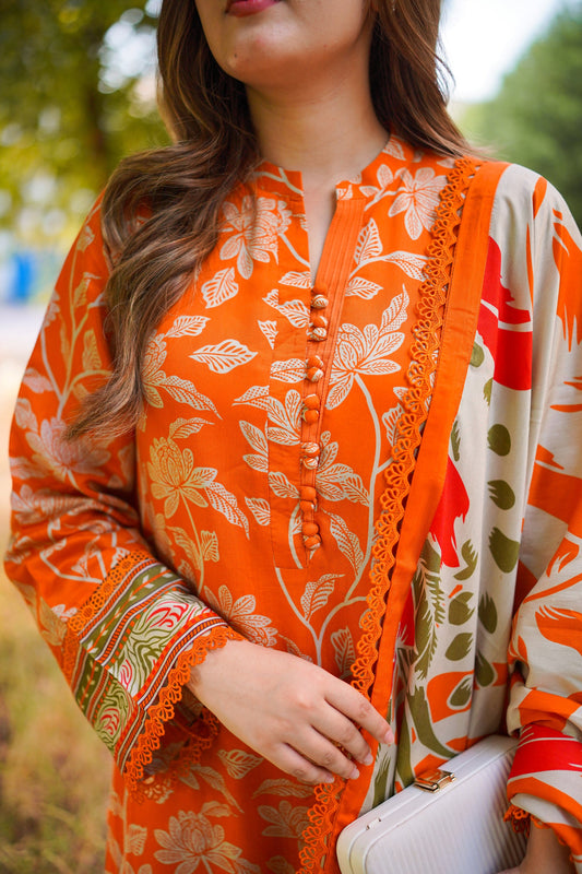 ANEELAS-3PC LAWN DIGITAL PRINTED SHIRT WITH CHIFON PRINTED DUPATTA AND PRINTED TROUSER - A303