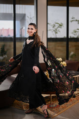ZAIB-3PC LAWN CHIKANKARI EMBROIDERED SHIRT WITH MONARK PRINTED EMB DUPATTA AND TROUSER - A915