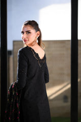 ZAIB-3PC LAWN CHIKANKARI EMBROIDERED SHIRT WITH MONARK PRINTED EMB DUPATTA AND TROUSER - A915
