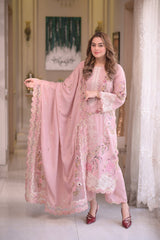 3PC - Lawn Unstitched Embroidered Aneela's Collection With Chafoon Dupata - 701