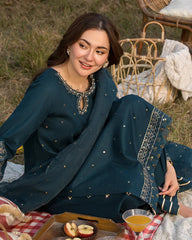 Lawn-3PC Embroidered Shirt with Organza Sequence Embroidered Dupatta A1350